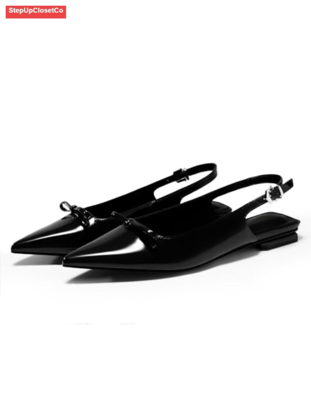 Slingback Bow Ballet Flats Pointed Toe Slip on Dress Shoes Comfortable Low Heel
